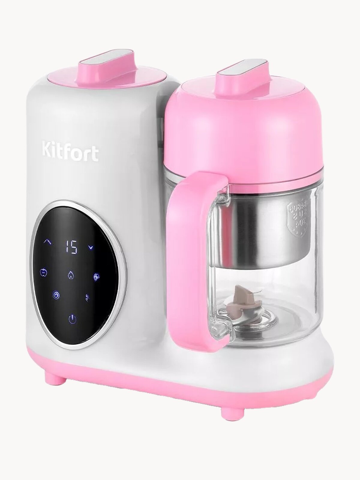 Блендер-пароварка Kitfort КТ-2326-1 бело-розовый