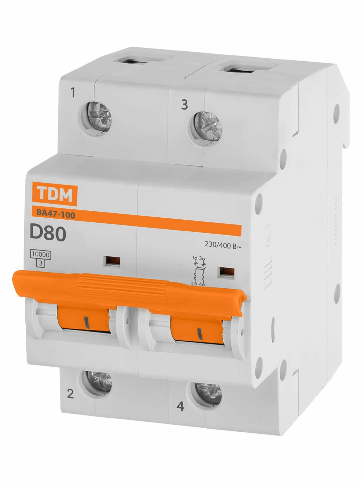 Авт. выкл. ВА47-100 2Р 80А 10кА х-ка D TDM