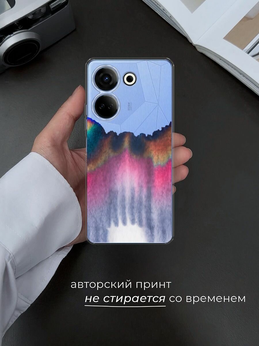 Чехол на Tecno Camon 20/20 Pro 4G / Текно Камон 20/20 Pro 4G с принтом Акварельная абстракция, прозрачный — фото 1