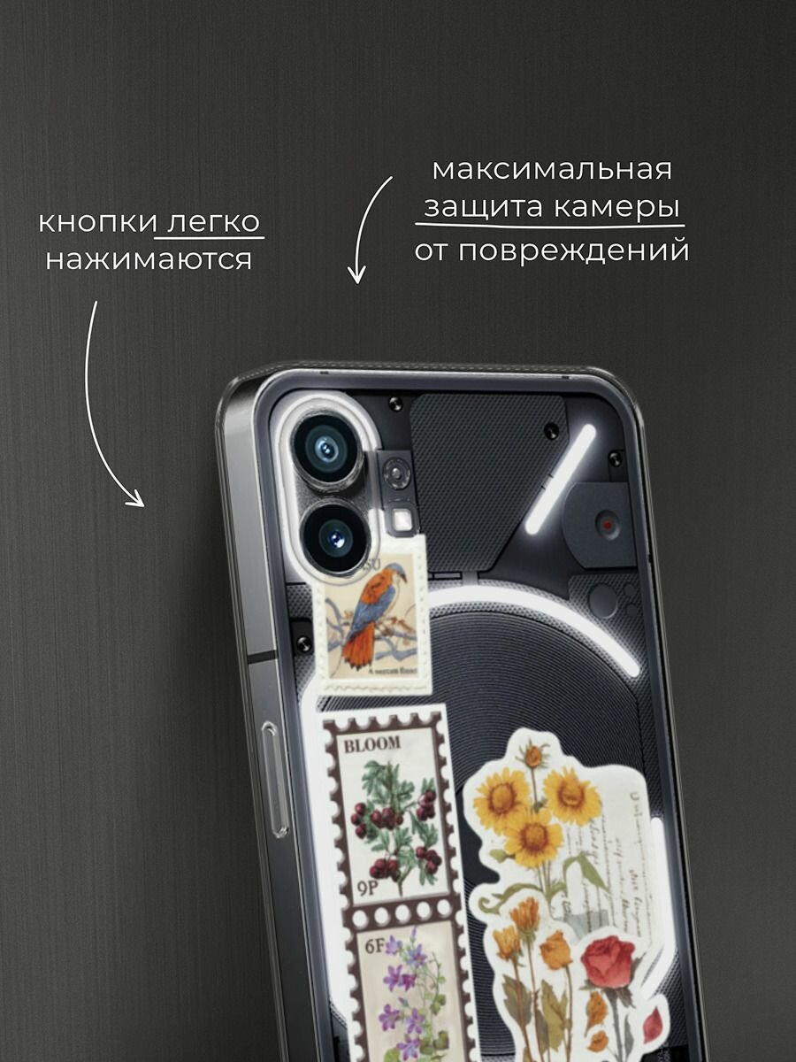 Чехол на Nothing Phone 1 / Нафинг Фон 1 с принтом Марки с цветами — фото 1