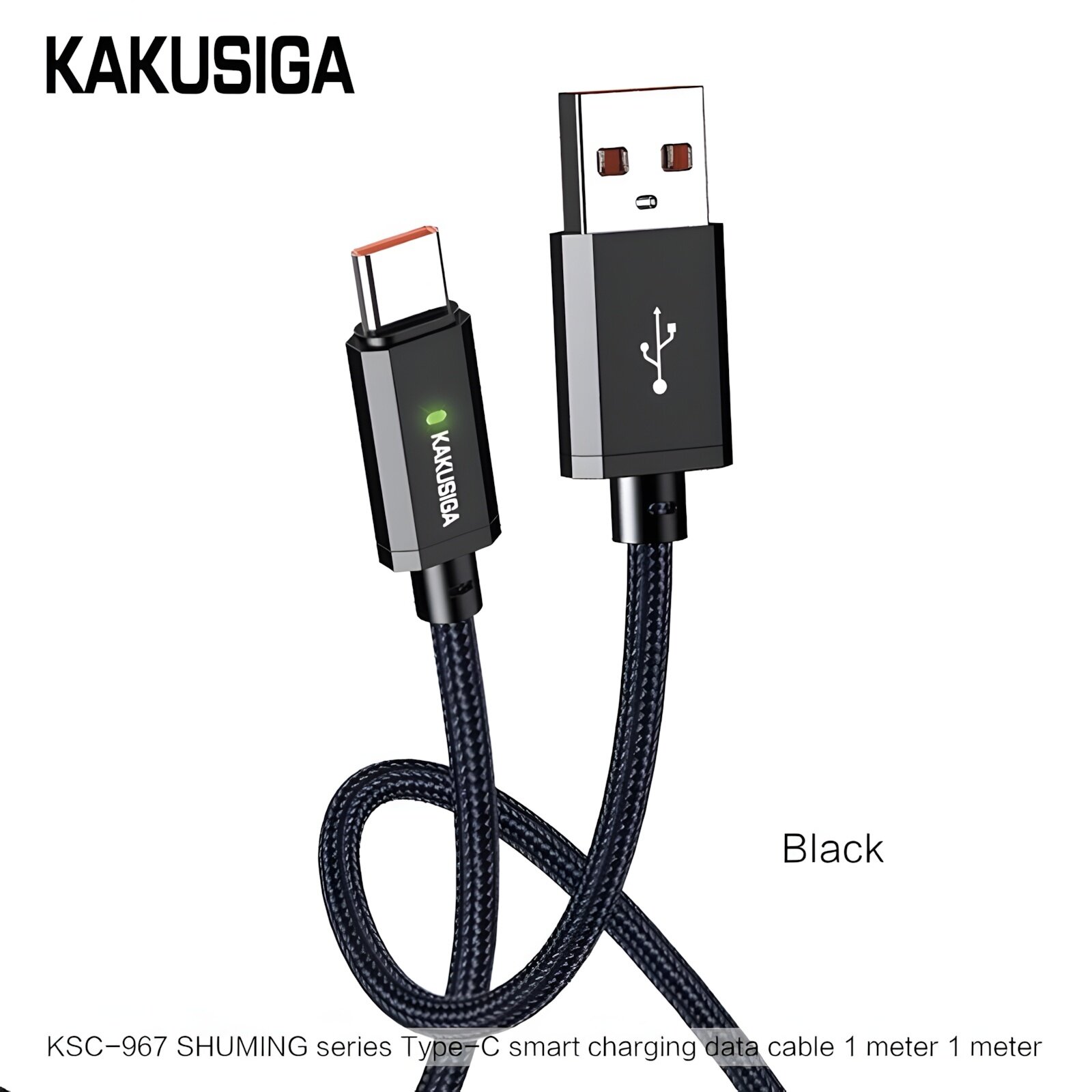 Кабель USB-C KAKUSIGA KSC-967 Type-C черный с быстрой зарядкой и передачей данных, оригинал