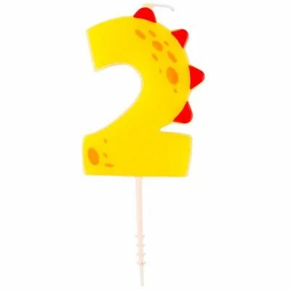 Стилизованная под динозаврика свеча-цифра 2 для праздничного торта