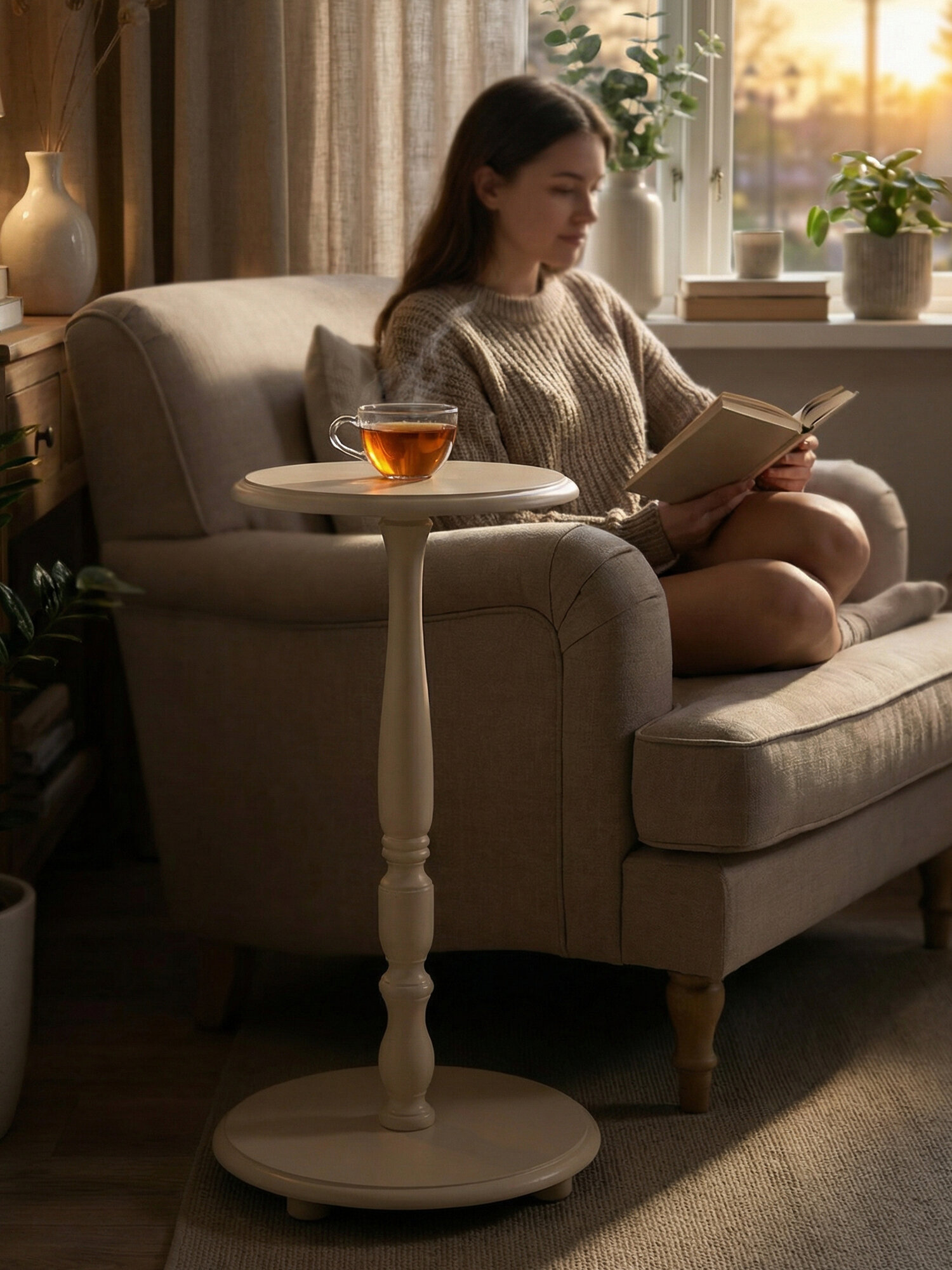 Подставка интерьерная IFERS для цветов Селена, напольная, цвет слоновая кость