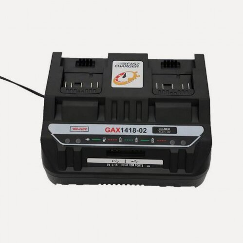 Изображение товара Зарядное устройство MyPads GAX1418-02 для литий-ионных батарей BOSCH 14.4V-18V с двойным портом 1.6А