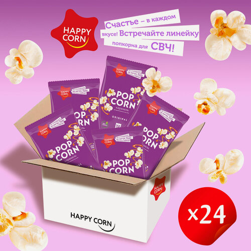 Изображение товара Попкорн для СВЧ "HAPPY CORN" со вкусом карамели 24 шт по 100 г