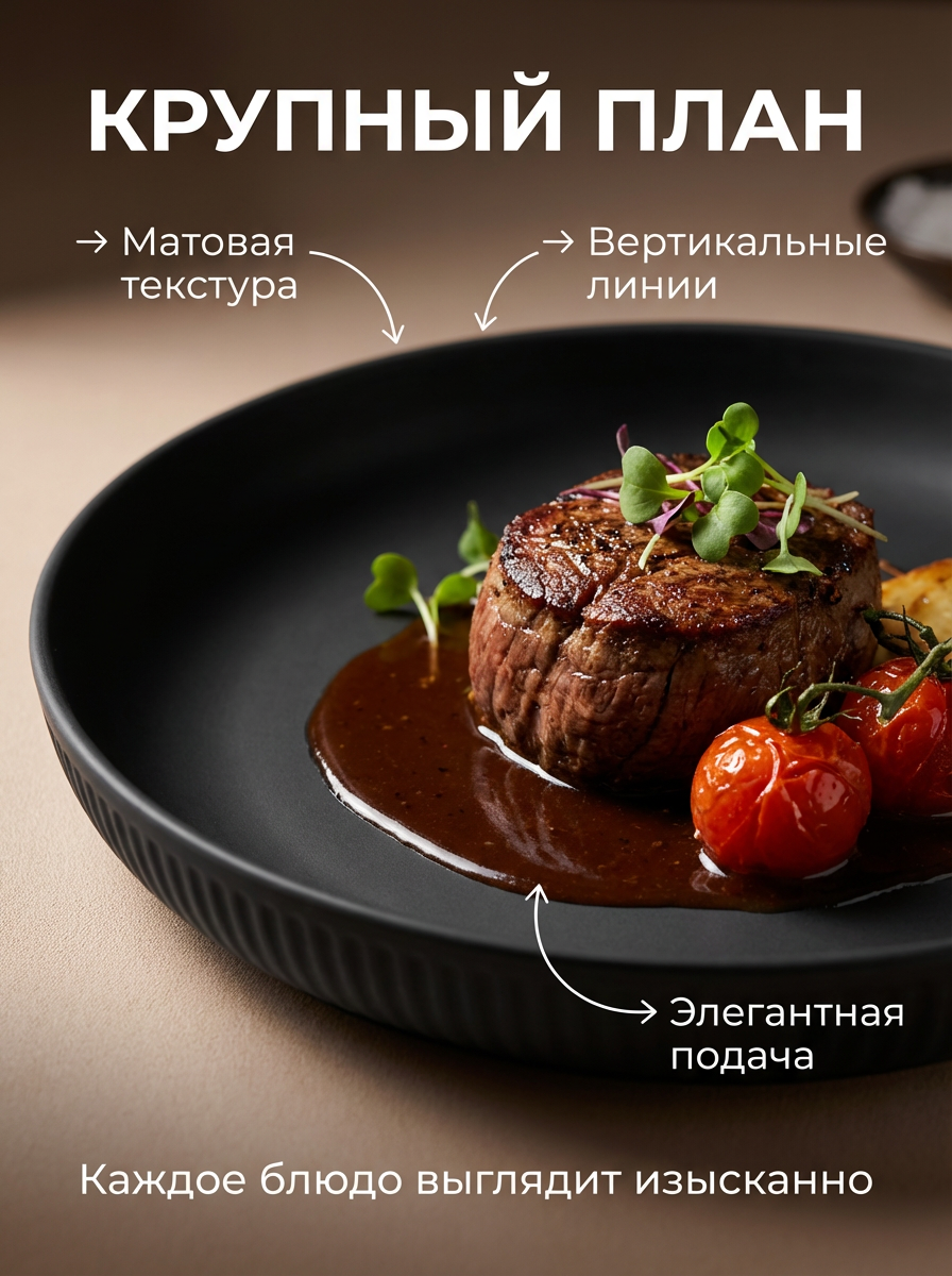 Столовый сервиз из пластика 18 предметов (6 персон), чёрный, для дома и кафе