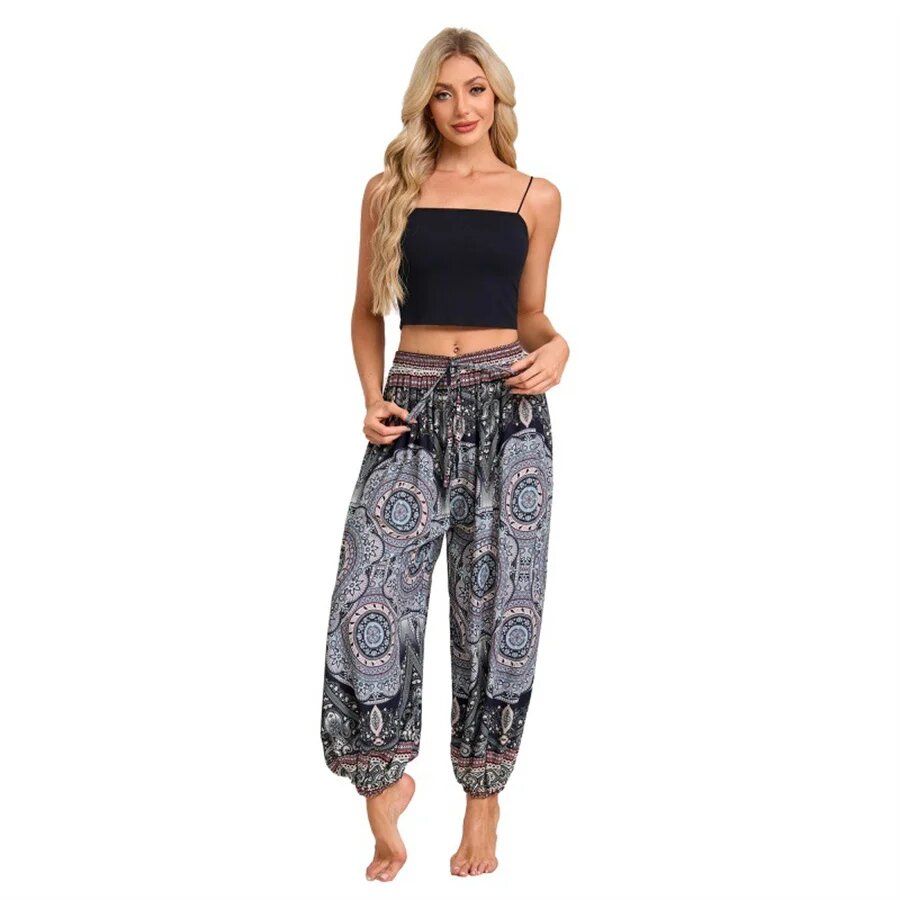 Штаны женские Boho серые, вискоза WK01002