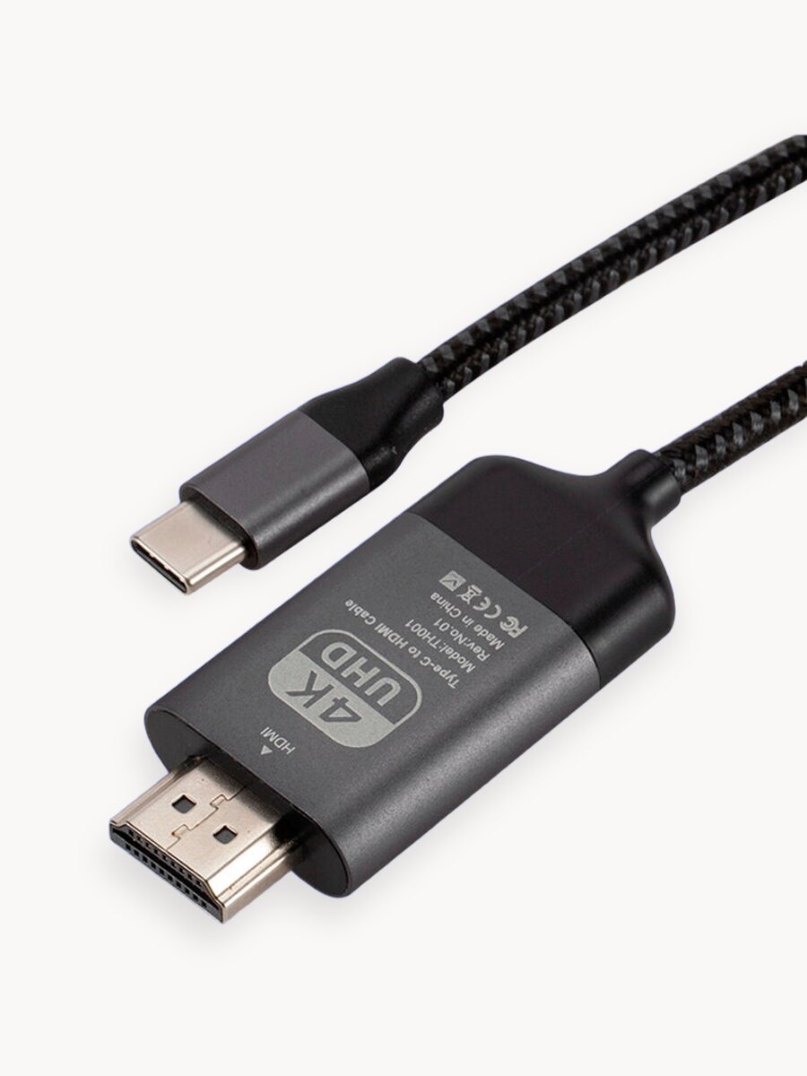 Кабель / Переходник Type-C / Usb C to HDMI кабель 4K, 60Hz для передачи видео на MacBook, проектор, 2 метра