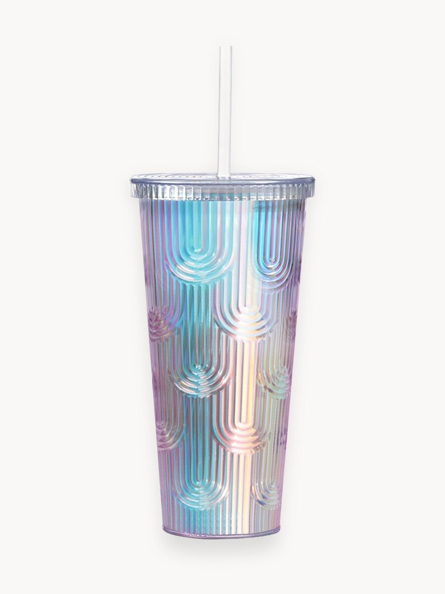 Стакан для напитков с трубочкой крышкой двойными стенками, пластиковые стаканы с двойными стенками 710мл