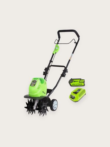 Изображение товара Аккумуляторный культиватор Greenworks, 40В, 4Ач + ЗУ, ширина 25см, глубина 15см