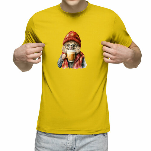 мужская футболка еж с портфелем m черный Футболка Us Basic, размер S, желтый
