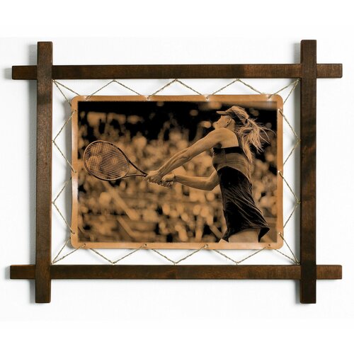 Картина Теннис, интерьерная для украшения и декора на стену в деревянной раме, подарок, натуральная кожа, BoomGift