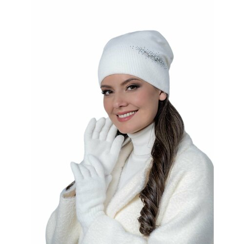 фото Шапка бини landre, размер 56-59 см, белый