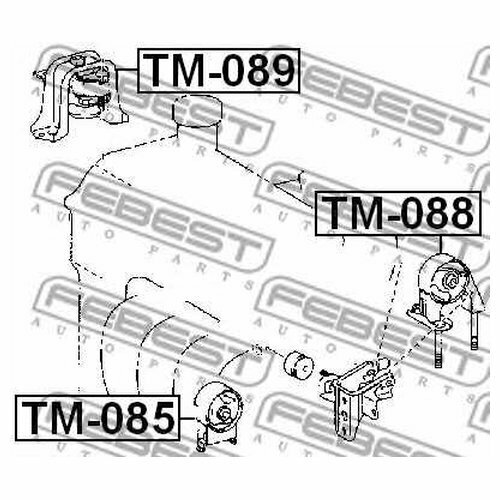 Опора двигателя Febest TM-089 для Toyota bB (2000-2005), Toyota Echo (1999-2006), Toyota Platz (1999-2005)