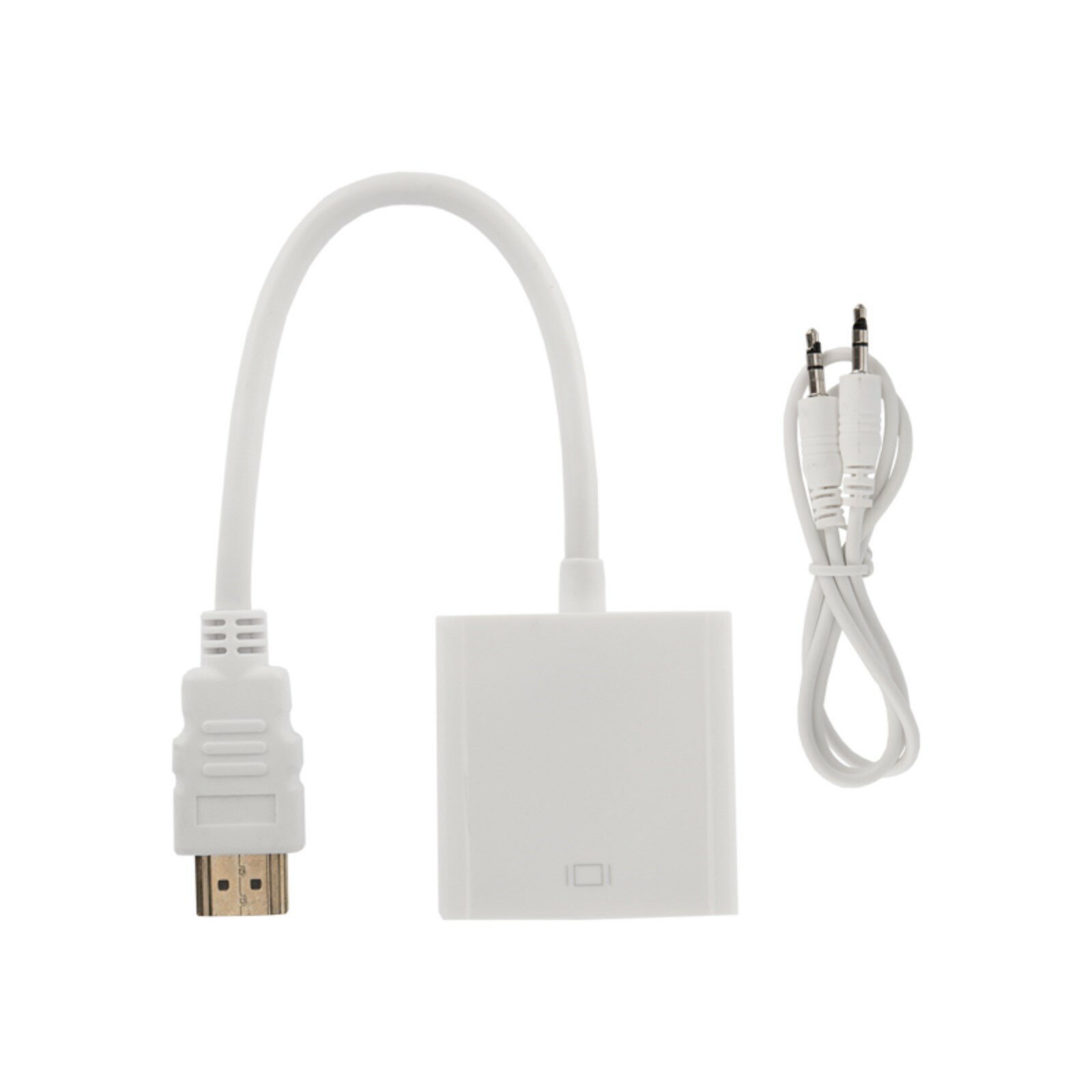 Адаптер, HDMI - VGA, + шнур 2xJack 3.5, белый