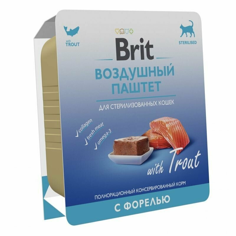 Паштет для взрослых cтерилизованных кошек Brit Premium , с форелью (набор 7шт*100гр) - фотография № 2