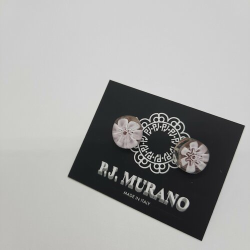 Серьги пусеты PJ Murano, стекло, розовый