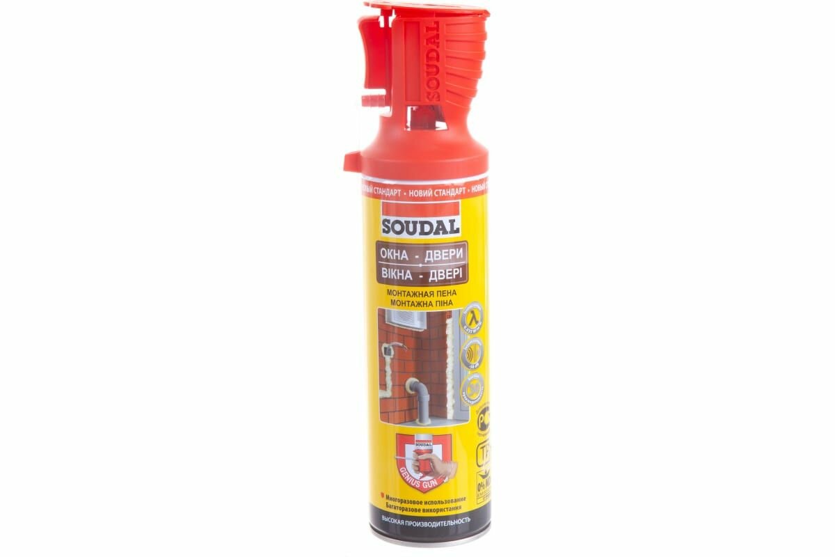 Пена стандартная Soudal с аппликатором Genius Gun 500 мл.