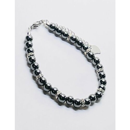 Браслет Гематит, гематит, 1 шт., размер 19 см, серебристый