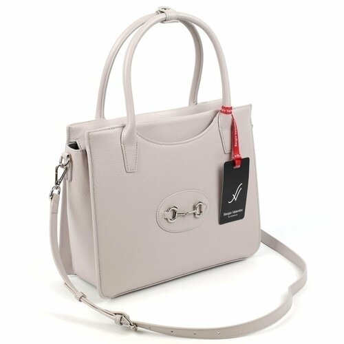 Сумка Sergio Valentini, фактура гладкая, серый, бежевый