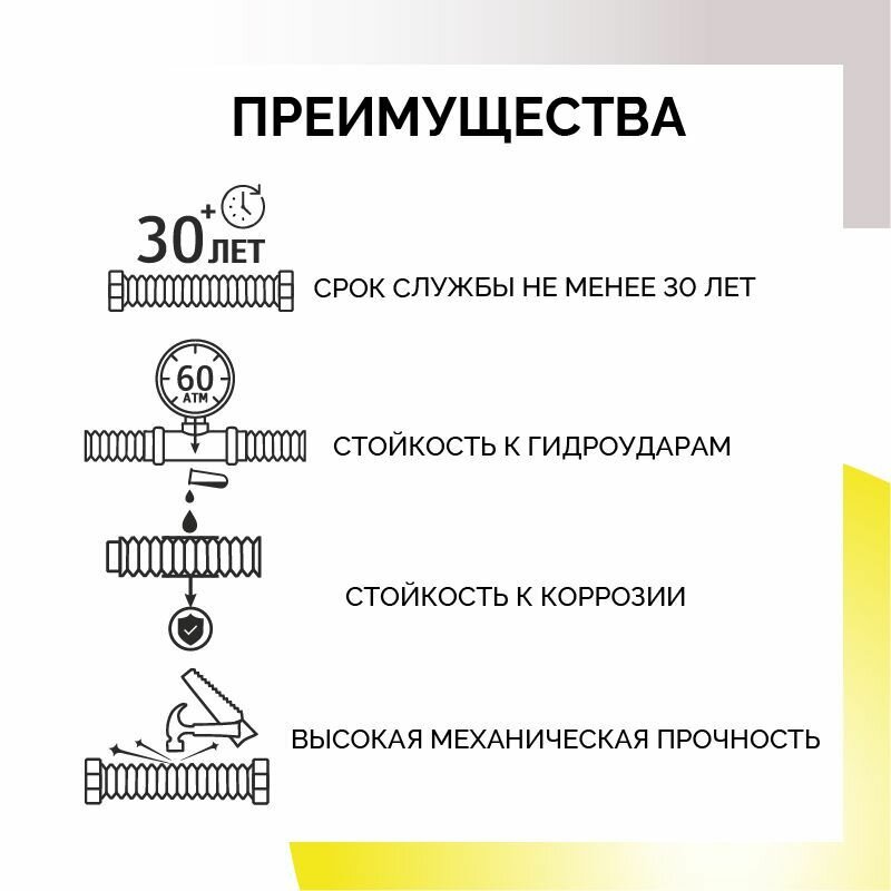 1 м. 15А Гофра для кабеля из нержавеющей стали, STACORT — фото 1