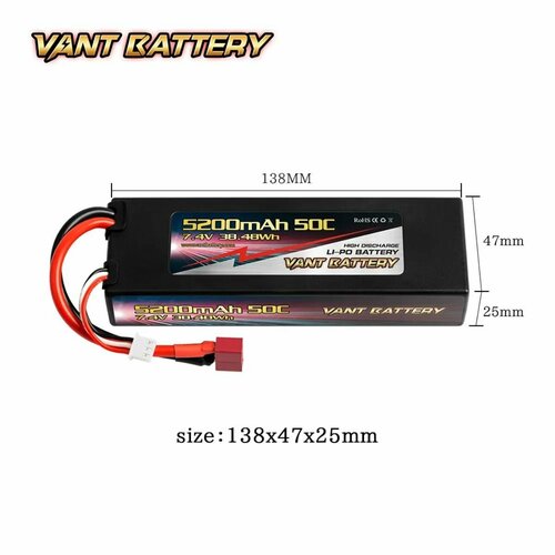 Аккумулятор для радиоуправляемой машинки 74V Li-Po Vant 5200mah 50C разъем T-plug 3490₽