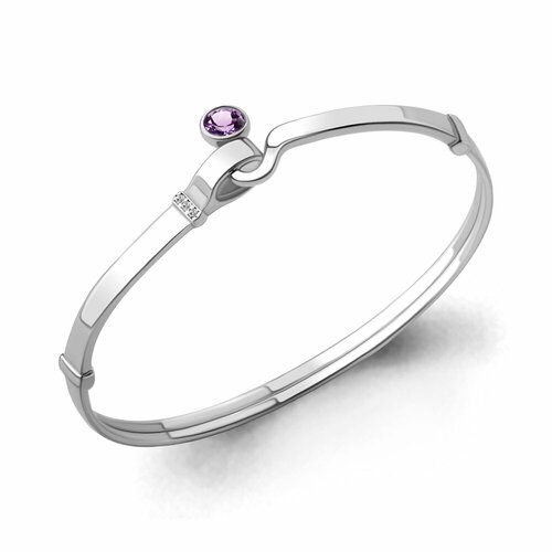Жесткий браслет Diamant online серебро 925 проба фианит аметист длина 17 см фиолетовый 5246₽
