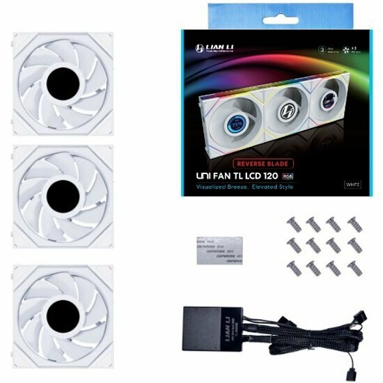 Вентиляторы для корпуса Lian LI UNI FAN TL LCD 120 Reverse White 3шт (G99.12RTLLCD3W. R0) — фото 1