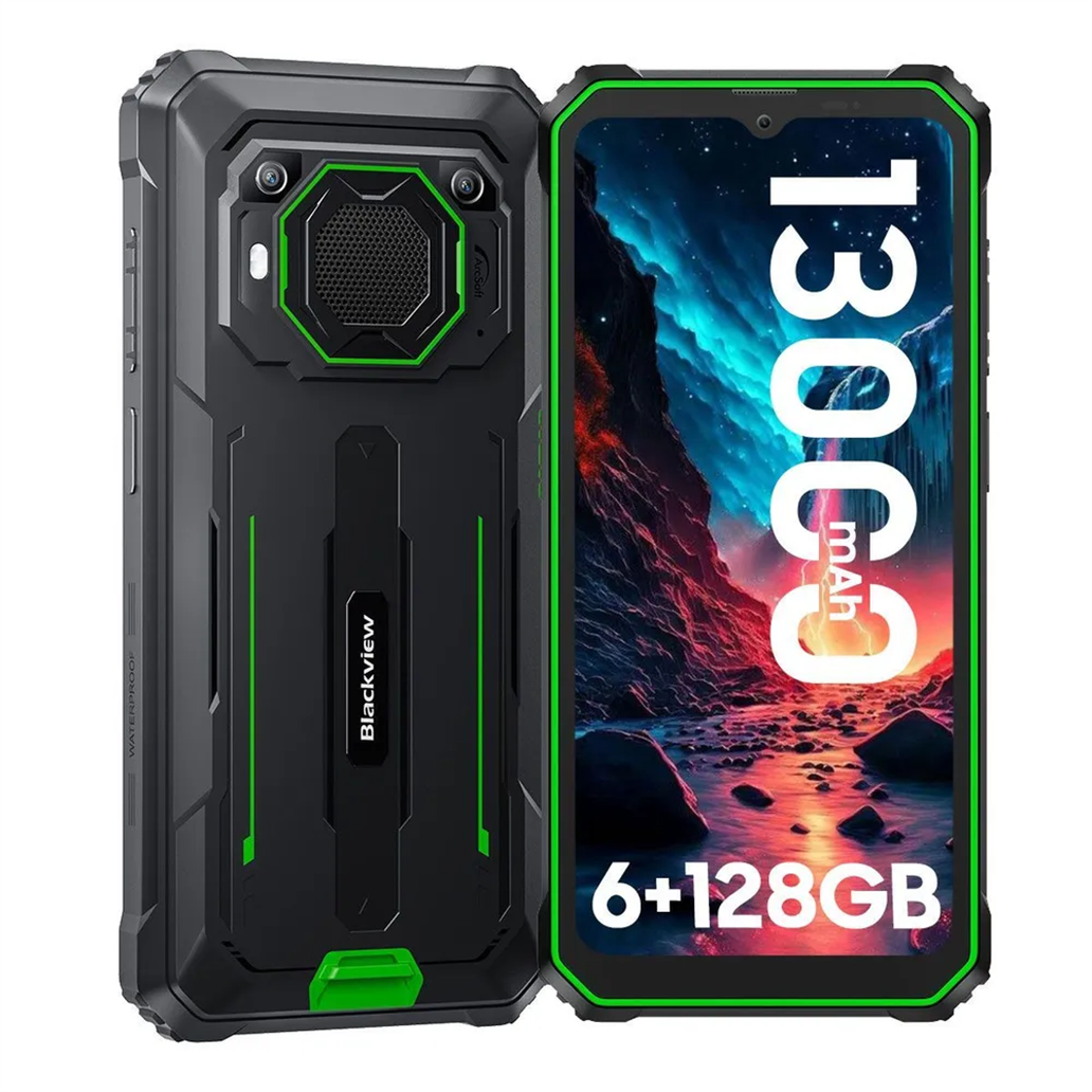 Смартфон Blackview BV6200 Pro 6/128 ГБ, защищенный, Android 13, Dual SIM, 6,56 дюйма, ,13000 мАч, быстрая зарядка, зеленый