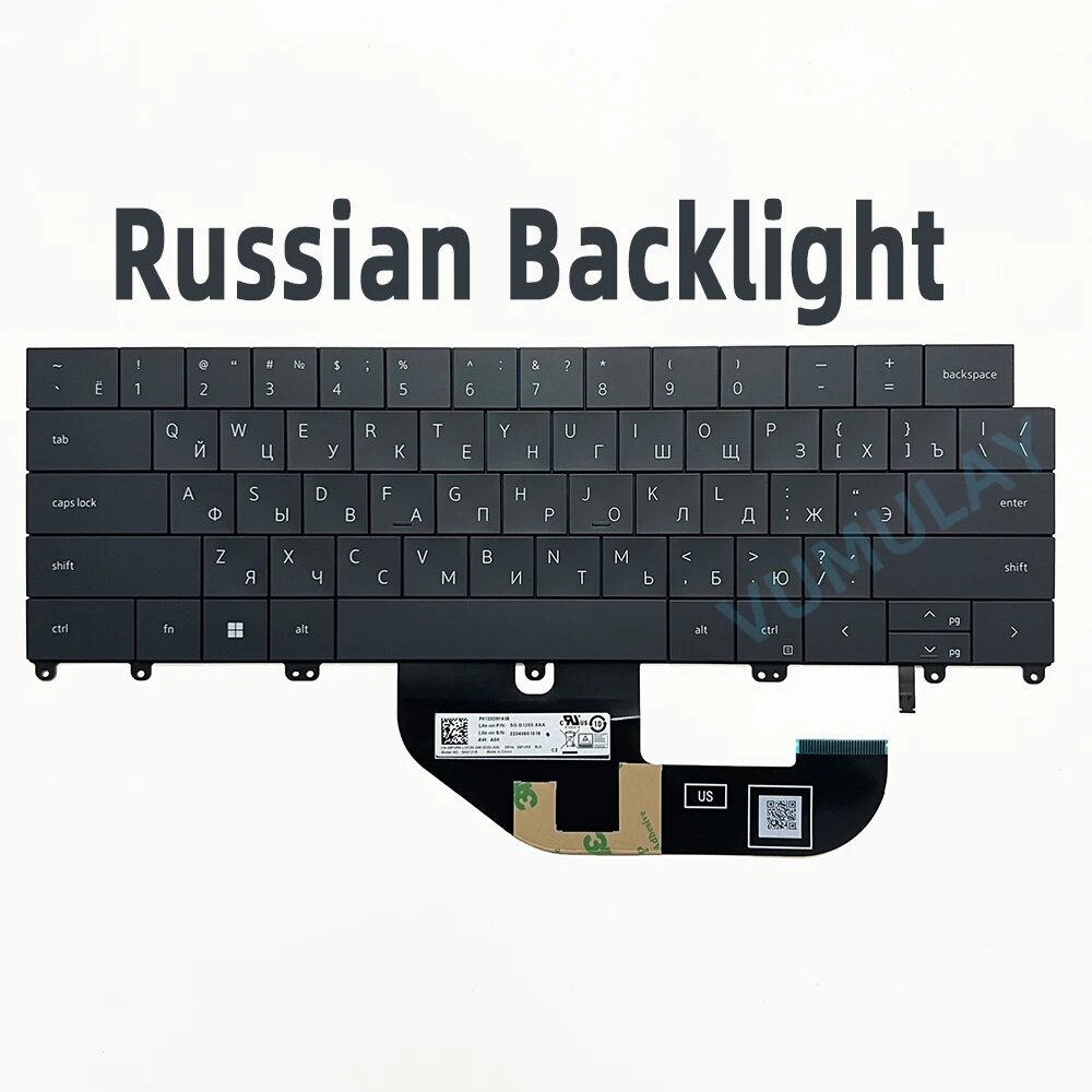US/Русская клавиатура с подсветкой для ноутбука Dell XPS 13 Plus 9320, XPS 9320 P151G 09FHR6 SN2121B 049NVP SG-B1200-XUA-XAA, Russian Backlit