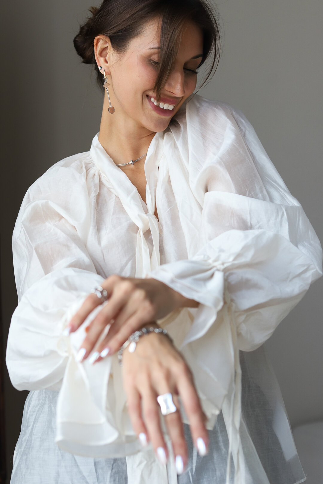 Колье Hitrospletenia, длина 44 см, серебристый — фото 1