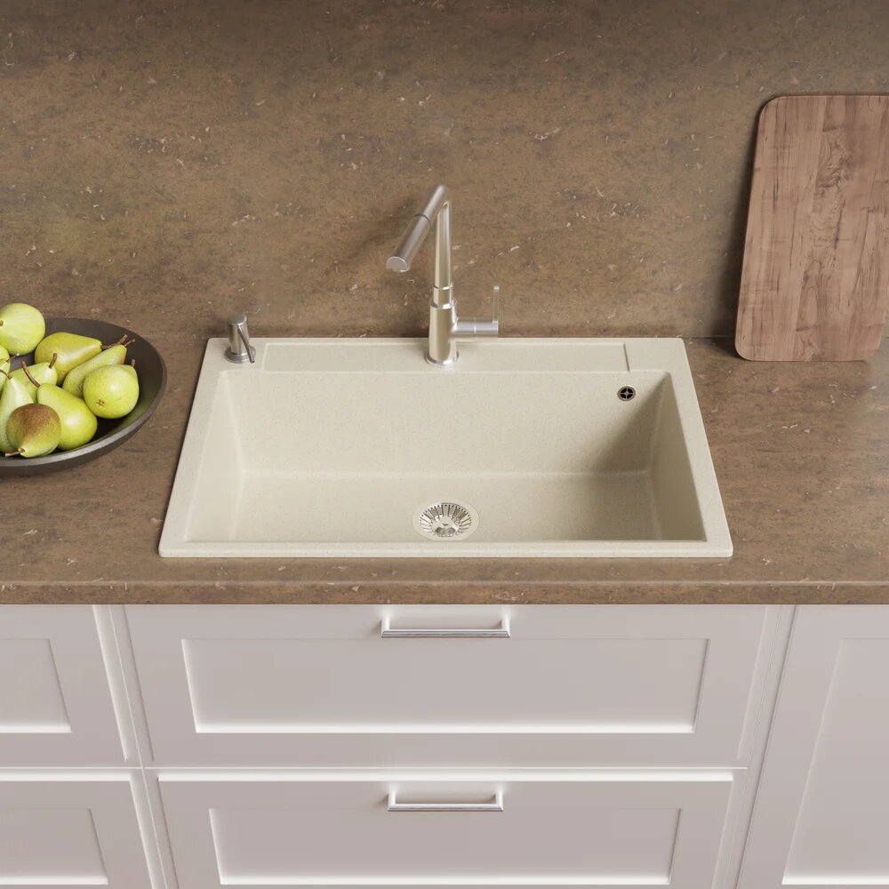 Мойка кухонная Domaci Савона РА 760 мраморная 76x51 прямоугольная мойка для кухни бежевая российская