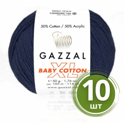 Пряжа Gazzal Baby Cotton XL (Беби Коттон XL) - 10 мотков Цвет: 3438 Т. синий 50% хлопок, 50% акрил, 50 г 105 м