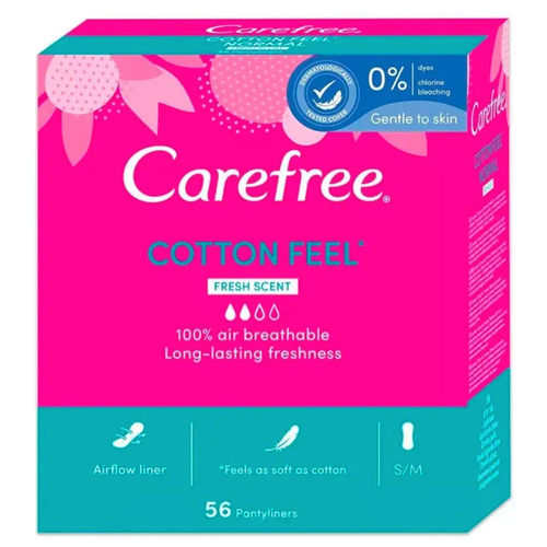 Ежедневные прокладки Carefree СOTTON FEEL FRESH SCENT, женские гигиенические с ароматом свежести, дышащие, 20 штук, 2 упаковки