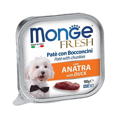 Влажный корм Monge Dog Fresh для собак, с уткой, консервы 100 г