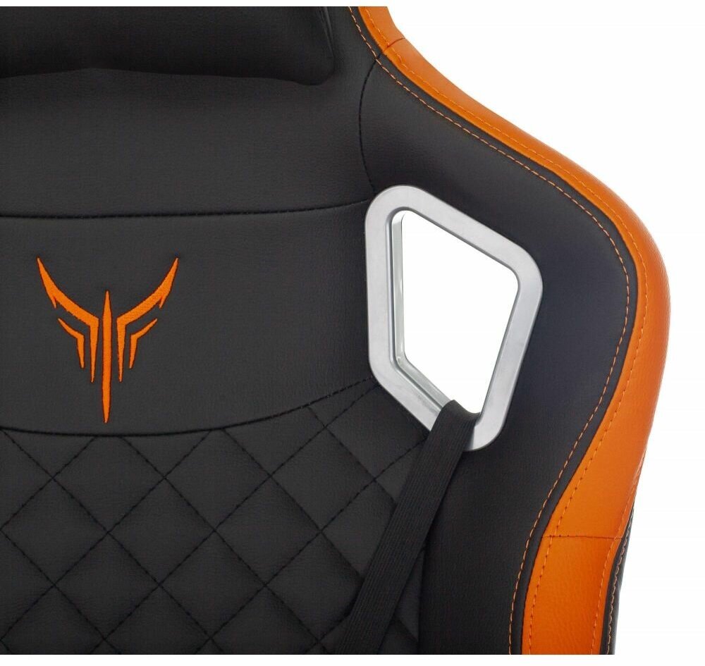 Компьютерное кресло Бюрократ Knight Outrider игровое, обивка: искусственная кожа, цвет: черный/оранжевый - фотография № 10