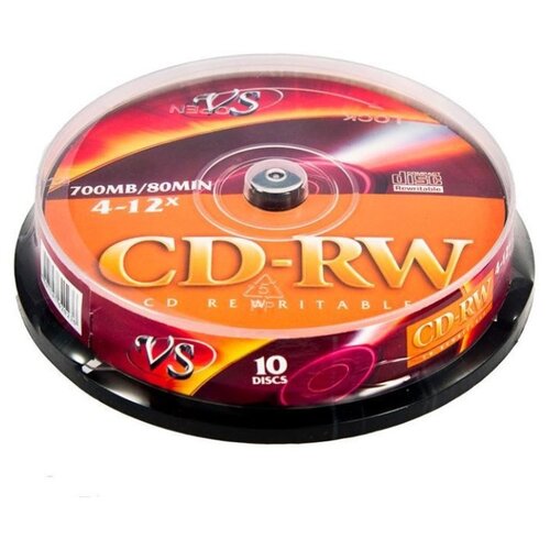 комплект 3 упаковок носители информации cd rw 4x 12x vs cake 10 vscdrwcb1001 Носители информации CD-RW, 4x-12x, VS, Cake/10, VSCDRWCB1001