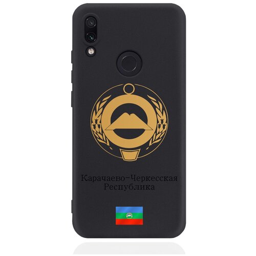 Черный силиконовый чехол для Xiaomi Redmi Note 7 Золотой Герб Карачаево-Черкесской Республики черный силиконовый чехол для xiaomi 12x золотой герб карачаево черкесской республики