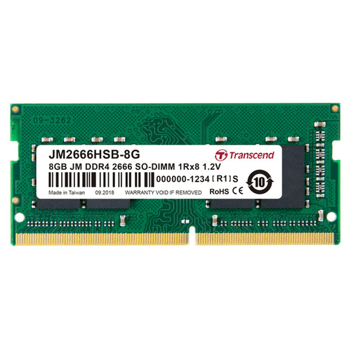 Модуль памяти DDR4 SODIMM 8Гб 2666MHz Non-ECC 1Rx8 CL19, Transcend JetRam