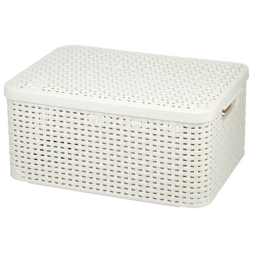 фото CURVER Корзина с крышкой Rattan Style Box M 19x39x29см кремовая