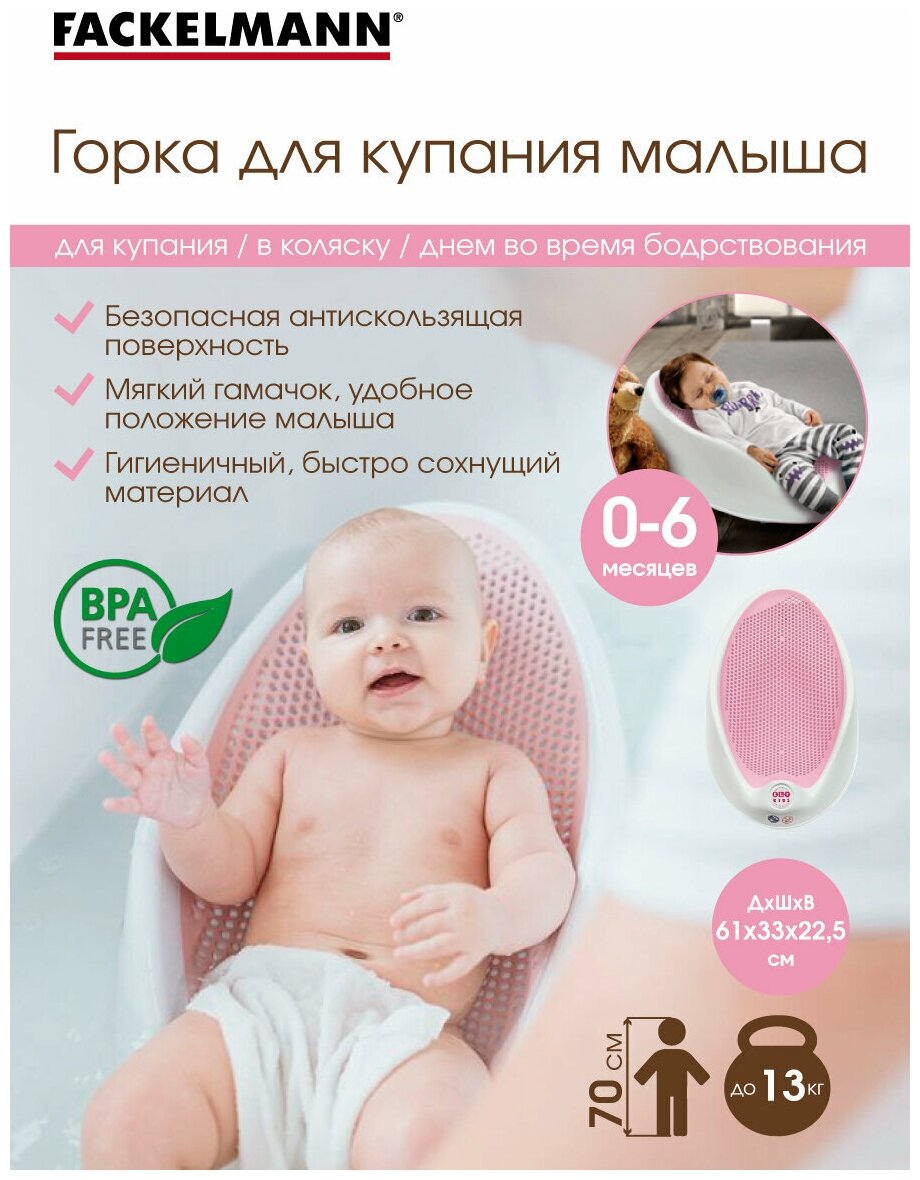 Горка для купания новорожденных Kids 61х33х22,5 см, лежачок, гамачок для купания, горка в ванну