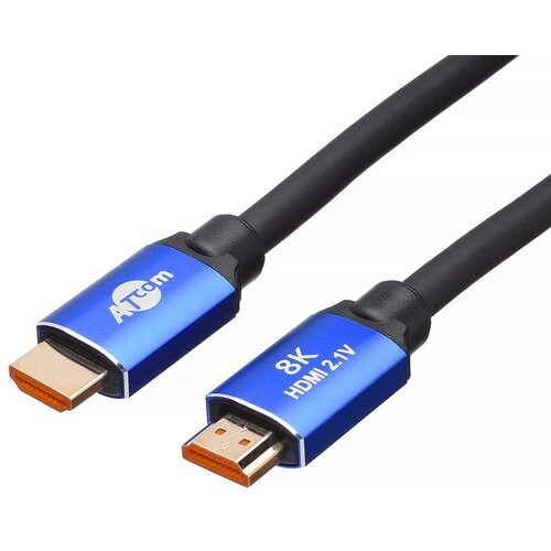 Кабель HDMI 2 m (HIGH speed, Metal gold, в пакете) 8K VER 2.1 ATcom AT8888 кабель atcom hdmi 1 m red gold в пакете ver 2 0