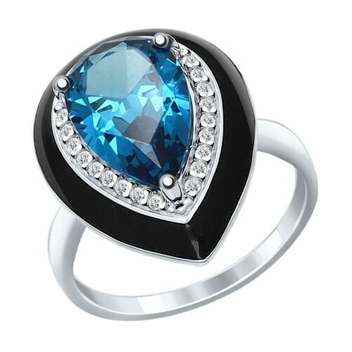 Кольцо Яхонт, серебро, 925 проба, эмаль, фианит, кристалл, размер 17, бесцветный кольцо яхонт серебро 925 проба кристалл размер 18 голубой бесцветный