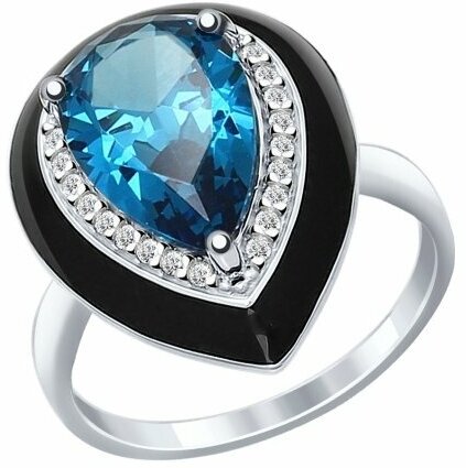 Кольцо Diamant online, серебро, 925 проба, фианит, Лондон топаз, эмаль