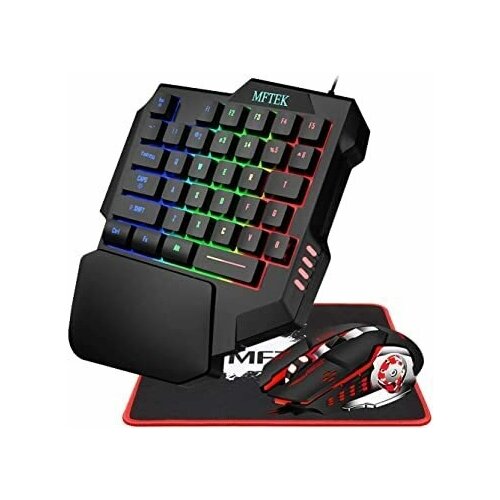 Комплект из клавиатуры для одной руки MFTEK с подсветкой мышки и коврика 770400₽
