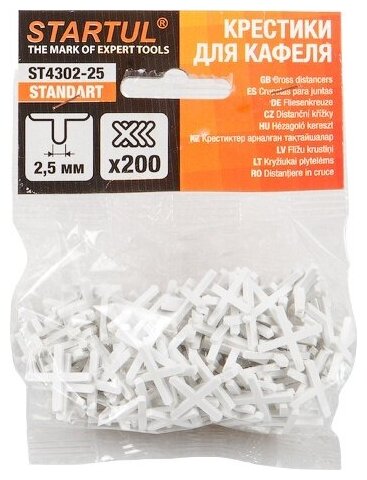 Крестики для укладки плитки 15 мм 200 штук STARTUL Standart (ST4302-15)