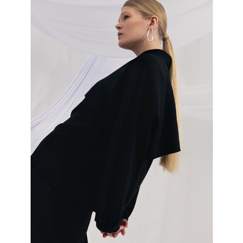 Блуза  GATE31, повседневный стиль, свободный силуэт, размер S, черный