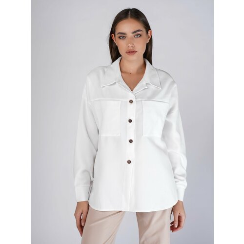 Рубашка  Cosagach, повседневный стиль, оверсайз, длинный рукав, трикотажная, размер 44, белый