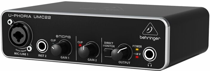 Behringer UMC22 USB Аудио интерфейс для записи микрофонов и инструментов