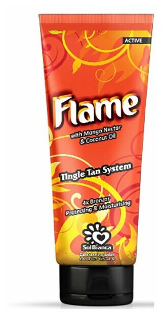 SOLBIANCA Крем для загара в солярии “Flame” Tingle эффект 4х bronzer, 125 мл (с нектаром манго, маслом кокоса)